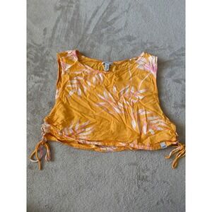 Sistrevolotion Floral Tank Top Sleeveless Drawstring Yellow Pink Size‎ M